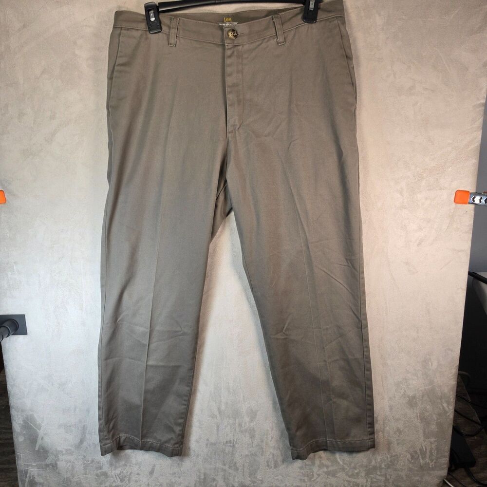 Lee Mens Pants 36x29 Khaki Chino Performance Flat Front 100% Cotton 4182315 COY